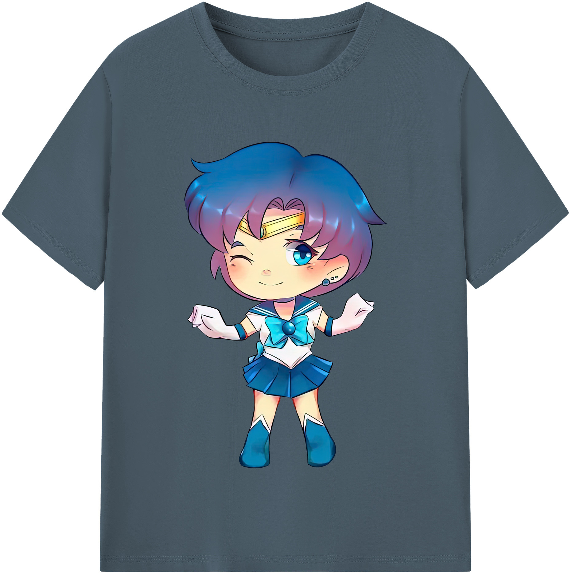 （画像用） 美少女戦士セーラームーン 水野 亜美 みずの あみ Sailor Moon Mizuno Ami 綿100％半袖Tシャツ（フロントプリント）